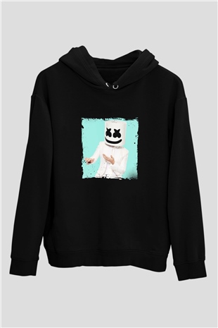 Marshmello Baskılı Unisex Siyah Hoodie