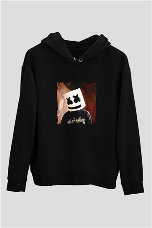 Marshmello Baskılı Unisex Siyah Hoodie