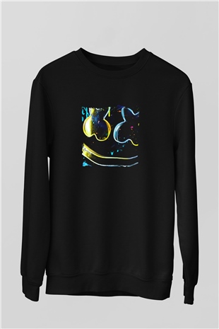 Marshmello Baskılı Unisex Siyah Sweatshirt