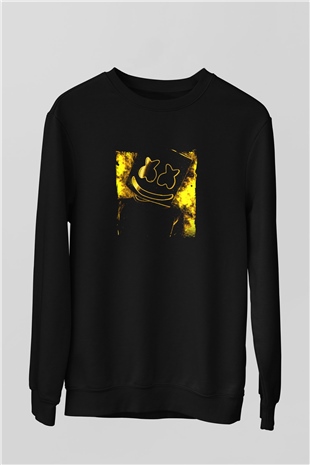 Marshmello Baskılı Unisex Siyah Sweatshirt