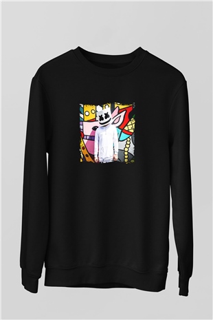 Marshmello Baskılı Unisex Siyah Sweatshirt