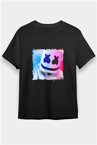 Marshmello Baskılı Unisex Siyah Tişört
