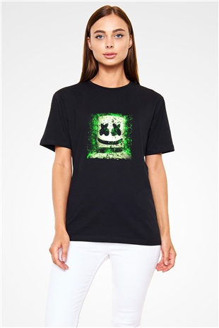 Marshmello Baskılı Unisex Siyah Tişört