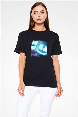 Marshmello Baskılı Unisex Siyah Tişört