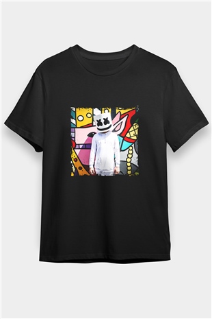 Marshmello Baskılı Unisex Siyah Tişört
