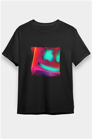 Marshmello Baskılı Unisex Siyah Tişört