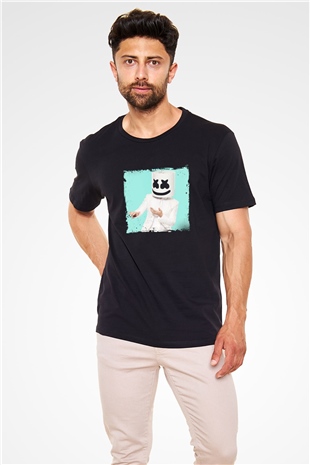 Marshmello Baskılı Unisex Siyah Tişört