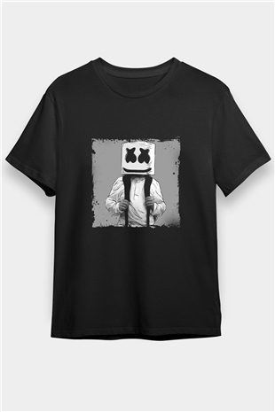 Marshmello Baskılı Unisex Siyah Tişört
