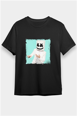 Marshmello Baskılı Unisex Siyah Tişört