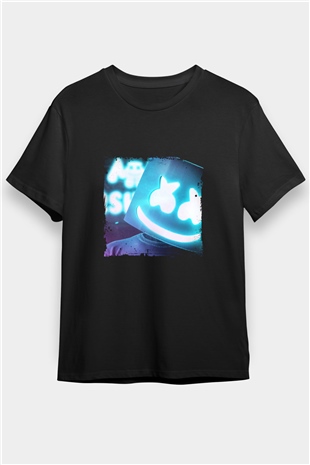 Marshmello Baskılı Unisex Siyah Tişört