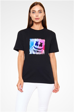 Marshmello Baskılı Unisex Siyah Tişört