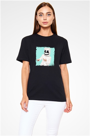 Marshmello Baskılı Unisex Siyah Tişört