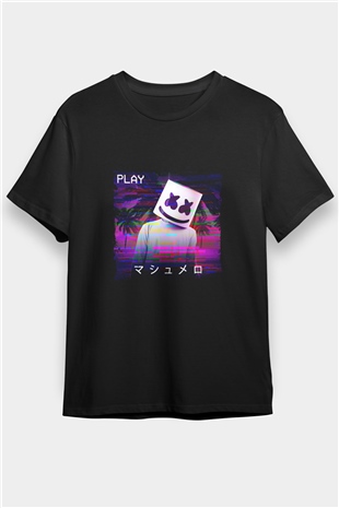 Marshmello Baskılı Unisex Siyah Tişört