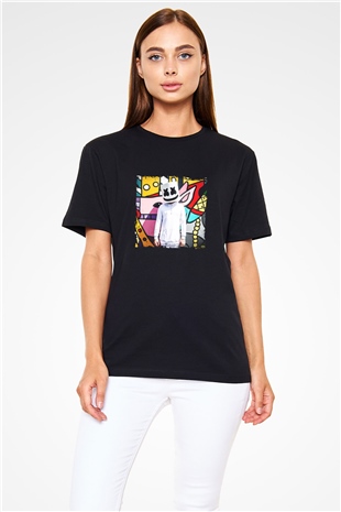Marshmello Baskılı Unisex Siyah Tişört