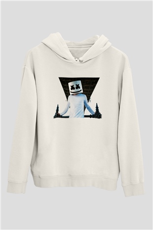 Marshmello Beyaz Unisex Kapşonlu Sweatshirt