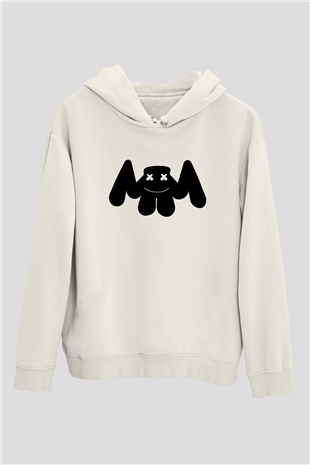 Marshmello Beyaz Unisex Kapşonlu Sweatshirt