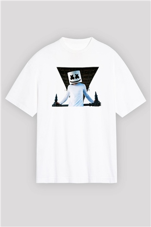 Marshmello Beyaz Unisex Oversize Tişört T-Shirt