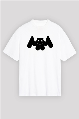 Marshmello Beyaz Unisex Oversize Tişört T-Shirt