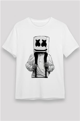 Marshmello Beyaz Unisex Tişört T-Shirt - TişörtFabrikası