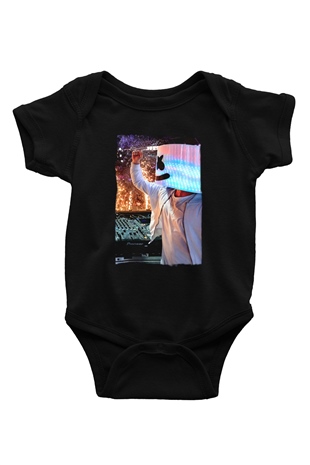 Marshmello Siyah Bebek Body - Zıbın
