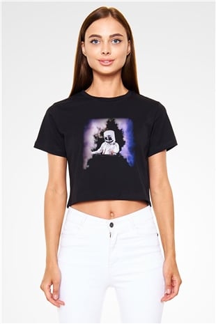 Marshmello Siyah Crop Top Tişört