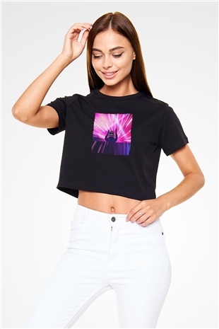 Marshmello Siyah  Crop Top Tişört