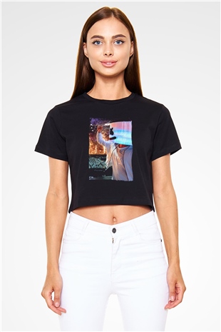 Marshmello Siyah  Crop Top Tişört