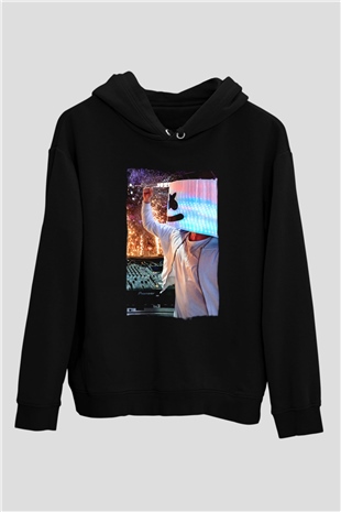 Marshmello Siyah Unisex Kapüşonlu Sweatshirt
