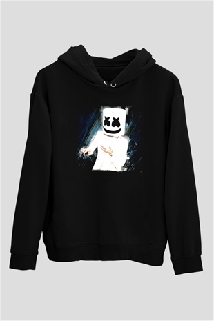 Marshmello Siyah Unisex Kapüşonlu Sweatshirt