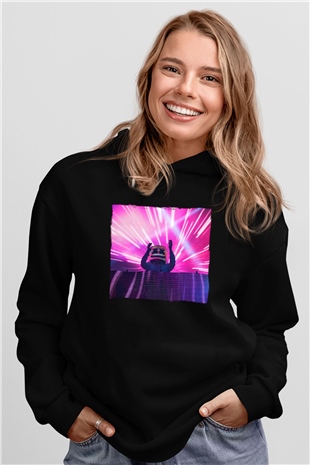 Marshmello Siyah Unisex Kapüşonlu Sweatshirt