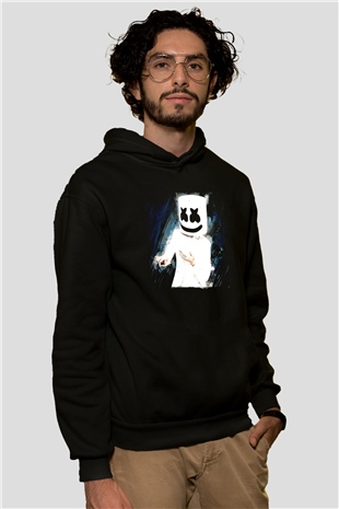 Marshmello Siyah Unisex Kapüşonlu Sweatshirt