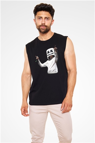 Marshmello Siyah Unisex Kolsuz Tişört