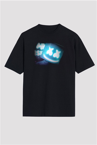 Marshmello Siyah Unisex Oversize Tişört T-Shirt