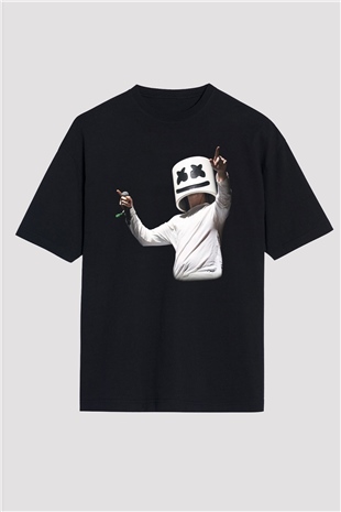 Marshmello Siyah Unisex Oversize Tişört T-Shirt