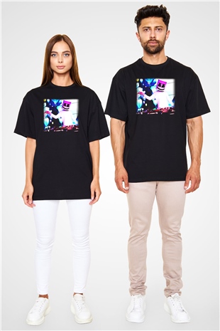 Marshmello Siyah Unisex Oversize Tişört T-Shirt