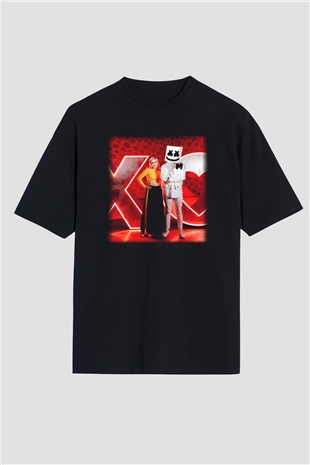 Marshmello Siyah Unisex Oversize Tişört T-Shirt