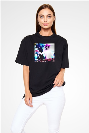Marshmello Siyah Unisex Oversize Tişört T-Shirt