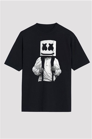 Marshmello Siyah Unisex Oversize Tişört T-Shirt