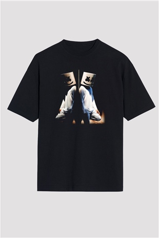 Marshmello Siyah Unisex Oversize Tişört T-Shirt