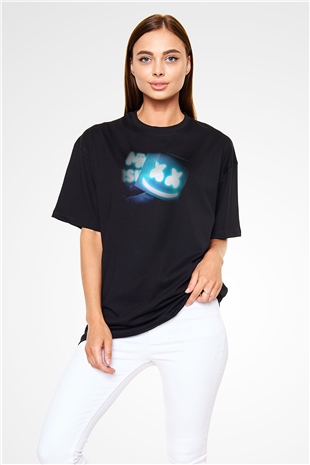 Marshmello Siyah Unisex Oversize Tişört T-Shirt