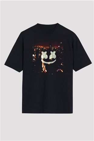 Marshmello Siyah Unisex Oversize Tişört T-Shirt