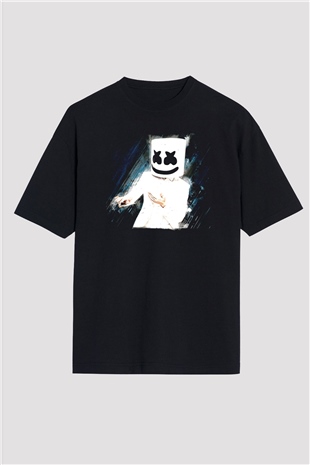 Marshmello Siyah Oversize Tişört Oversize T-shirt - TişörtFabrikası