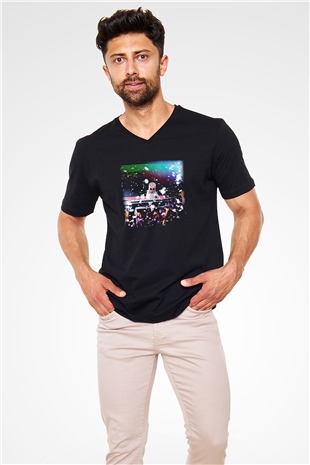 Marshmello Siyah Unisex V Yaka Tişört T-Shirt