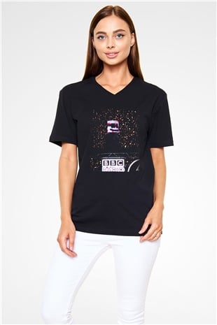 Marshmello Siyah Unisex V Yaka Tişört T-Shirt