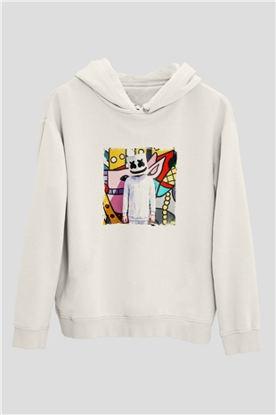 MarshmelloBaskılı Beyaz Hoodie