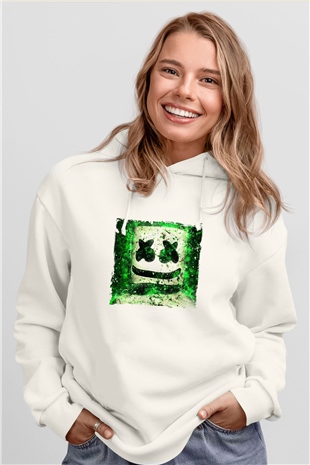 MarshmelloBaskılı Beyaz Hoodie