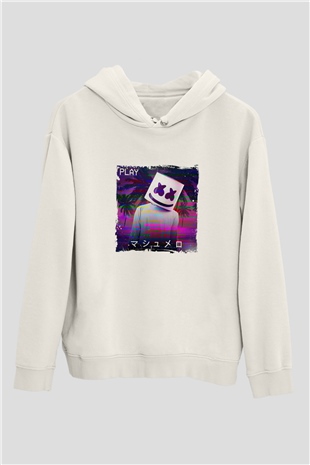 MarshmelloBaskılı Beyaz Hoodie