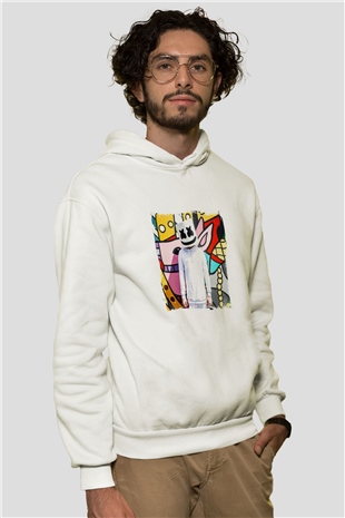 MarshmelloBaskılı Beyaz Hoodie
