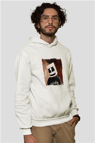 MarshmelloBaskılı Beyaz Hoodie