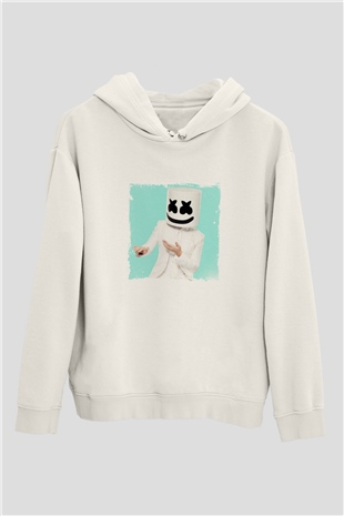 MarshmelloBaskılı Beyaz Hoodie